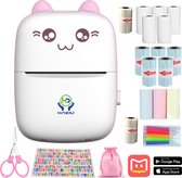 HAIDU Mini printer set voor Mobiel – Mini Pocket Printer Set – Compatibel met iOS en Android Apparaten – Roze – Cadeau voor hem en haar