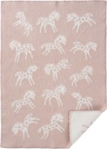 Couverture de berceau en laine écologique 'Pony' rose - 65x90cm