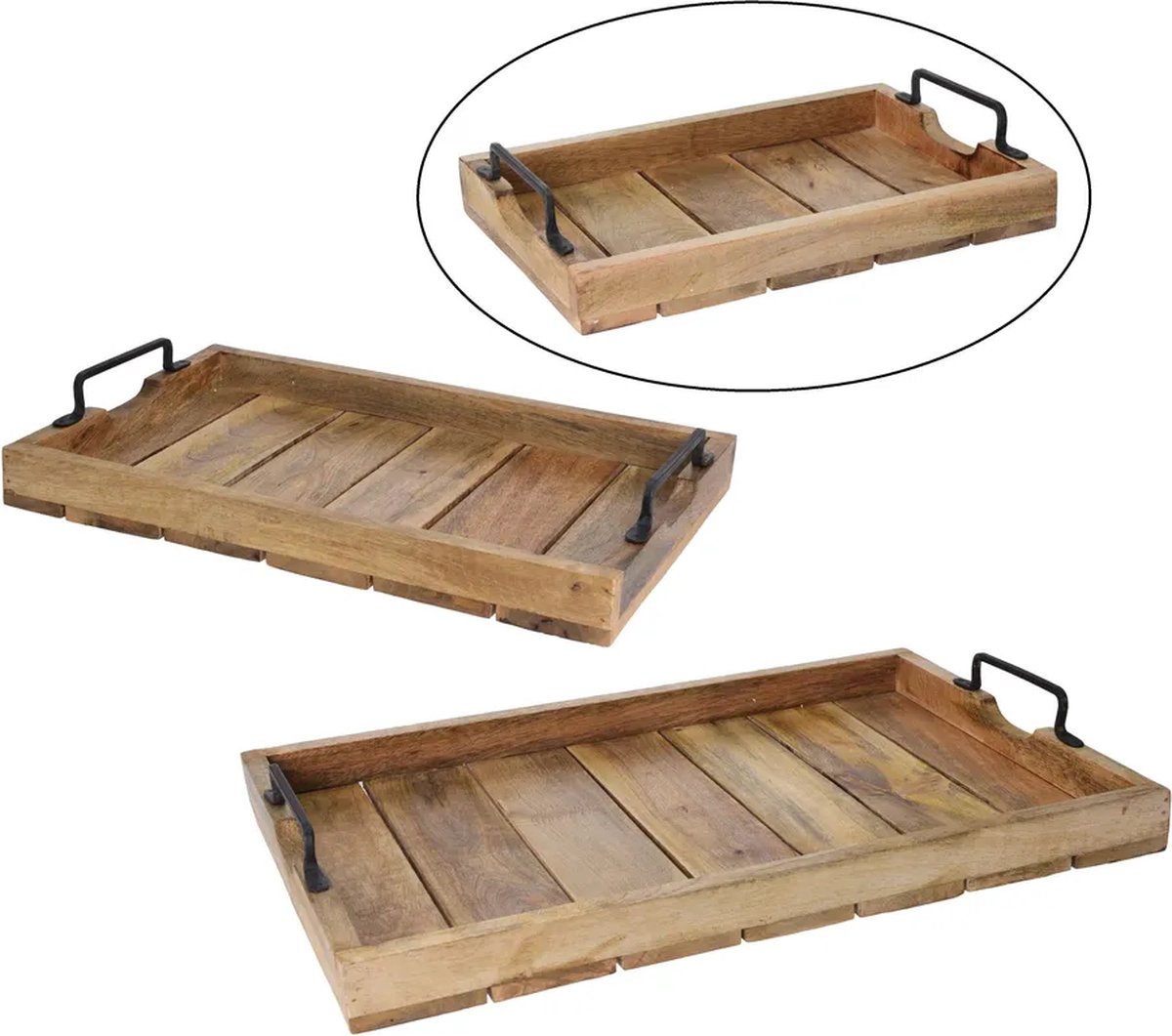 Dienblad - Hout - Rechthoek - 38 x 25 x 5 cm