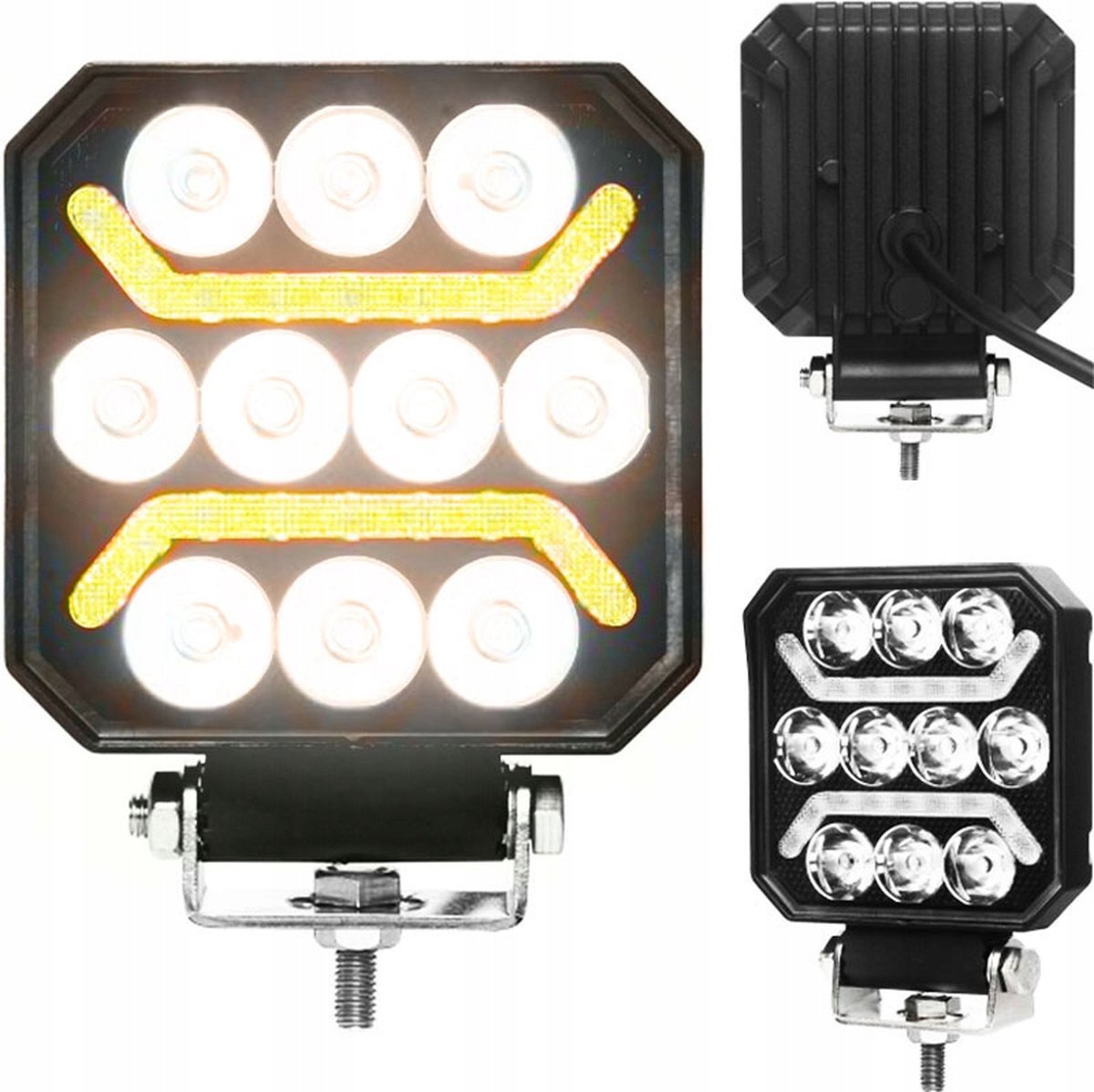 LED werklamp + 2 COB strips - 10 LED - Wit / oranje - 1500 Lumen