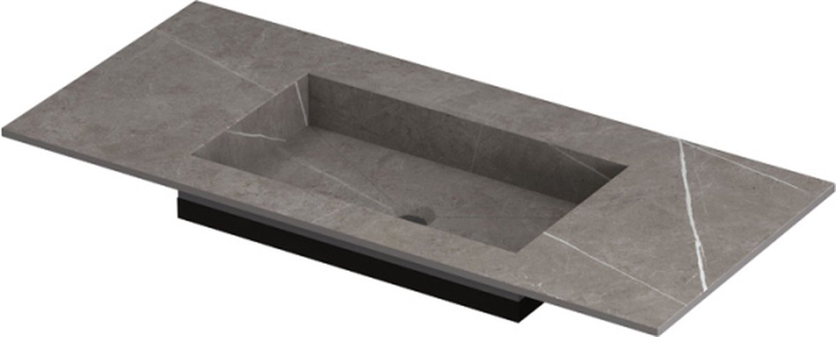 INK Post wastafel in keramische slab met envelop bodem wasbak midden zonder kraangat 100x45x1cm, armani grey mat