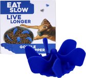 Eat Slow Live Longer Gobble Stopper - Anti schrok - Voerpuzzel - Slow Feeder - Voor honden en katten - 11 cm - Blauw