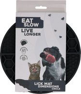 Eat Slow Live Longer Likmat Cirkel – Ø21 cm – Snuffelmat – Anti-schrok Mat – Slowfeeder – Afleiding – Honden en Katten - 100% Siliconen – Vaatwasserbestendig – Grijs