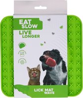 Eat Slow Live Longer Likmat Golf - 20 x 20 cm - Anti-schrok Mat - Slowfeeder - Snuffelmat - 100% siliconen - Vaatwasserbestendig - Voor Hond of Kat - Groen