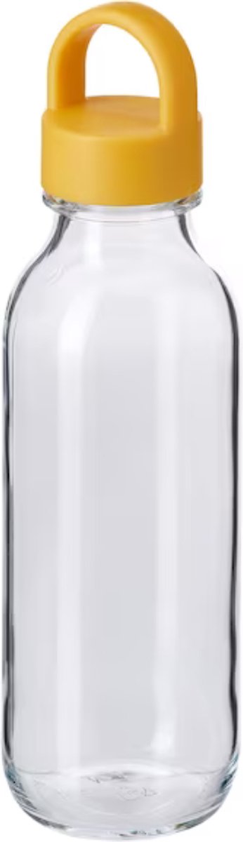 IKEA Glazen Fles met Gele Draaidop - FORMSKÖN - Recycled Glazen beker - Herbruikbaar - Limonadebeker - Travel Bottle - Limited Edition