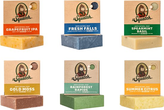 Dr. Squatch Soap voor Mannen Zeep Body Bar voor onder de Douche Kerstcadeau 6x bol