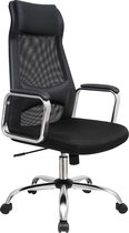 Bureaustoel van canvas, ergonomische stoel, verstelbare draaibare zitting, kantelmechanisme, ademend, met hoofdsteun, lendensteun, voor kantoor, belasting 120 kg, zwart