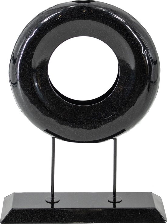 Ornament metaal donut black marble