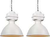 QAZQA sicko - Industriele Hanglamp - 2 lichts - H 1500 mm - Wit - Industrieel - Woonkamer | Slaapkamer | Keuken