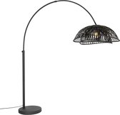 QAZQA pua - Oosterse Booglamp | Vloerlamp | Staande Lamp - 1 lichts - H 194 cm - Zwart - Woonkamer | Slaapkamer | Keuken