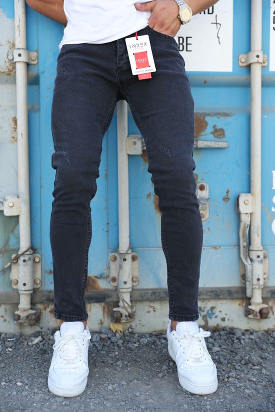 Index Heren Jeans Black-Model 2024-Slimfit-Maat:W38XL34