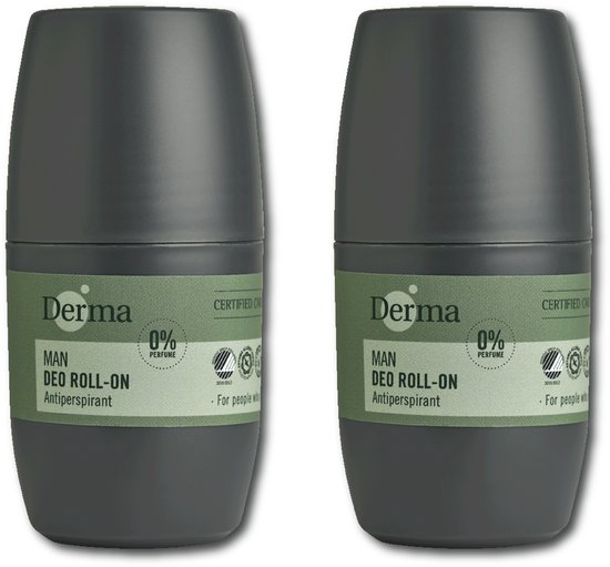 Derma Eco Man - Deodorant Roll-on - Anti-transpirant deodorant - Langwerkende bescherming - Parfumvrije - voor Gevoelige huid - 2 x 50 ML