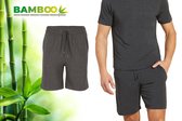 Bamboe Pyjama Short Heren - Antraciet - Maat L - Korte Pyamabroek Heren - Pyama Heren Volwassenen