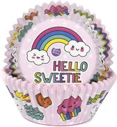 House of Marie Baking Cup Rainbow Pink pk/50