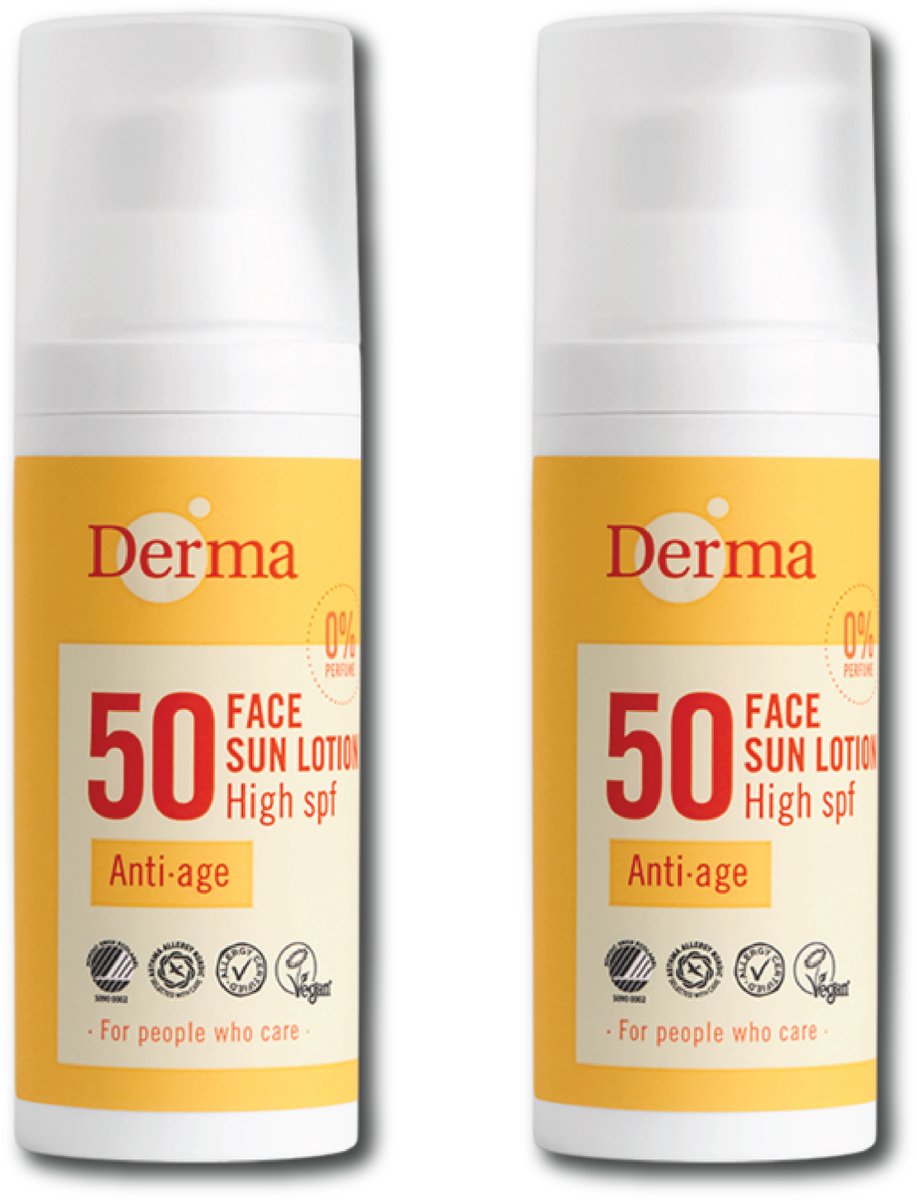 Derma Sun Zonnelotion voor je gezicht - Anti-aging - SPF50 -2 x 50 ML