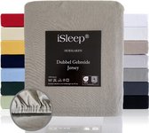 iSleep Dubbel Gebreide Jersey Hoeslaken - Hoge Hoek - Rondom Elastiek - Litsjumeaux XXL - 200/210x220/230 cm - Grijs
