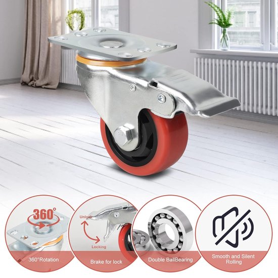 4 ''5'' 6 ''8'' Zware Caster Wiel Rubber Caster Industriële Trolley Wielen Massi