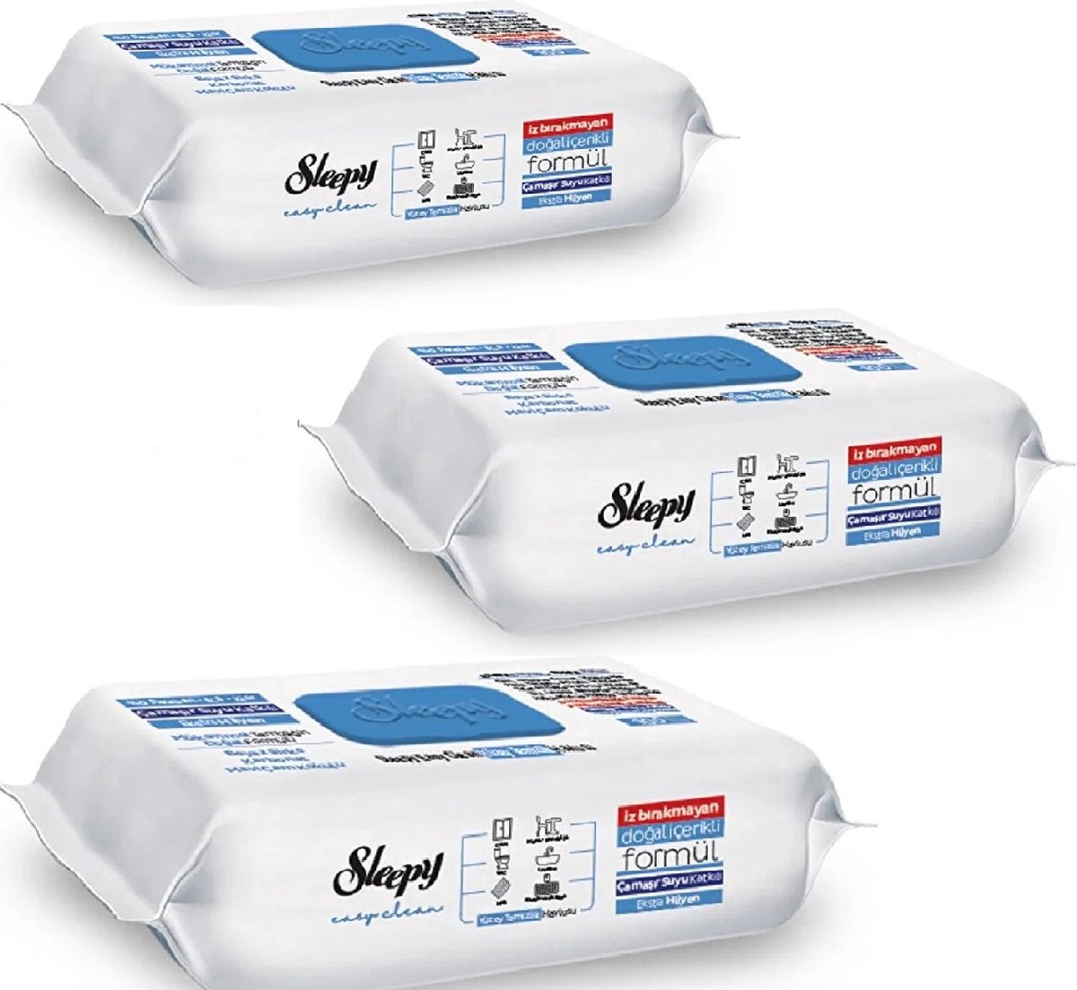 Sleepy 3-Pakket, Sleepy easy clean schoonmaak doekjes (100 doekjes) streeploos schoon, frisse geur, 0% parabeen en chloor. (geschikt voor ramen, badkamer, electronica, elke soort vloeren, enz.)