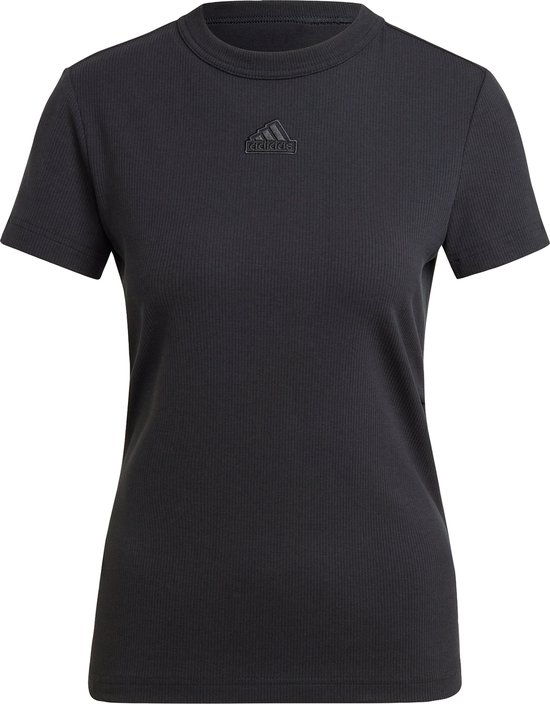 adidas Sportswear Ribbed Fitted T-shirt (Positiekleding) - Dames - Zwart- 2XL