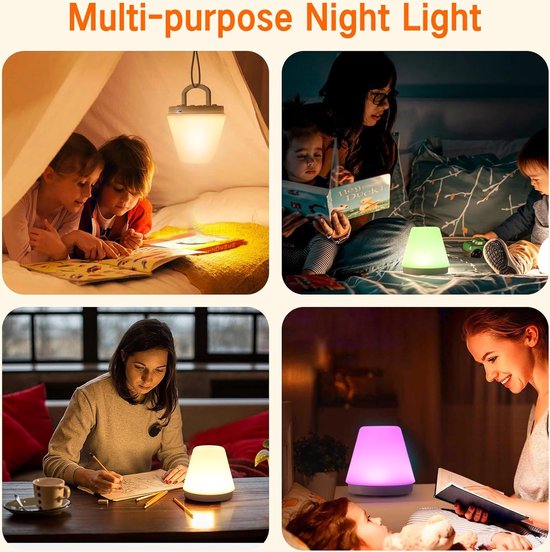 Universal - Lumière colorée pour enfants, lumière tactile, lumière de nuit  LED, 9 couleurs USB rechargeable, lampe en silicone, lampe de chevet,  lumière, éclairage intérieur, chambre à coucher, (blanc) - Lampes à