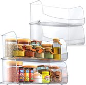 (4-pack koelkastorganizers - open en stapelbare keukenorganizer voor kasten, werkbladen, badkamers en kantoren (helder)