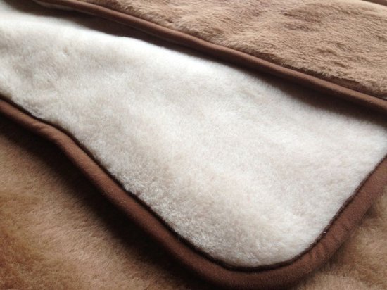 Couverture 100% laine - Double face - Blend Puur mérinos australien et chameau - Wit marron Couverture en laine Premium OnceDoce® 2 x 450 g/m² - Chaude et respirante douce - Marque de qualité Woolmark ® - Lavable - 220x200cm