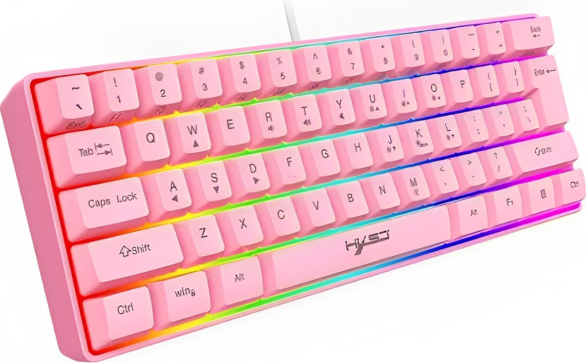 60% Mechanical feel Gaming Keyboard - RGB verlichting - Roze mechanische feel toetsenbord - Roze