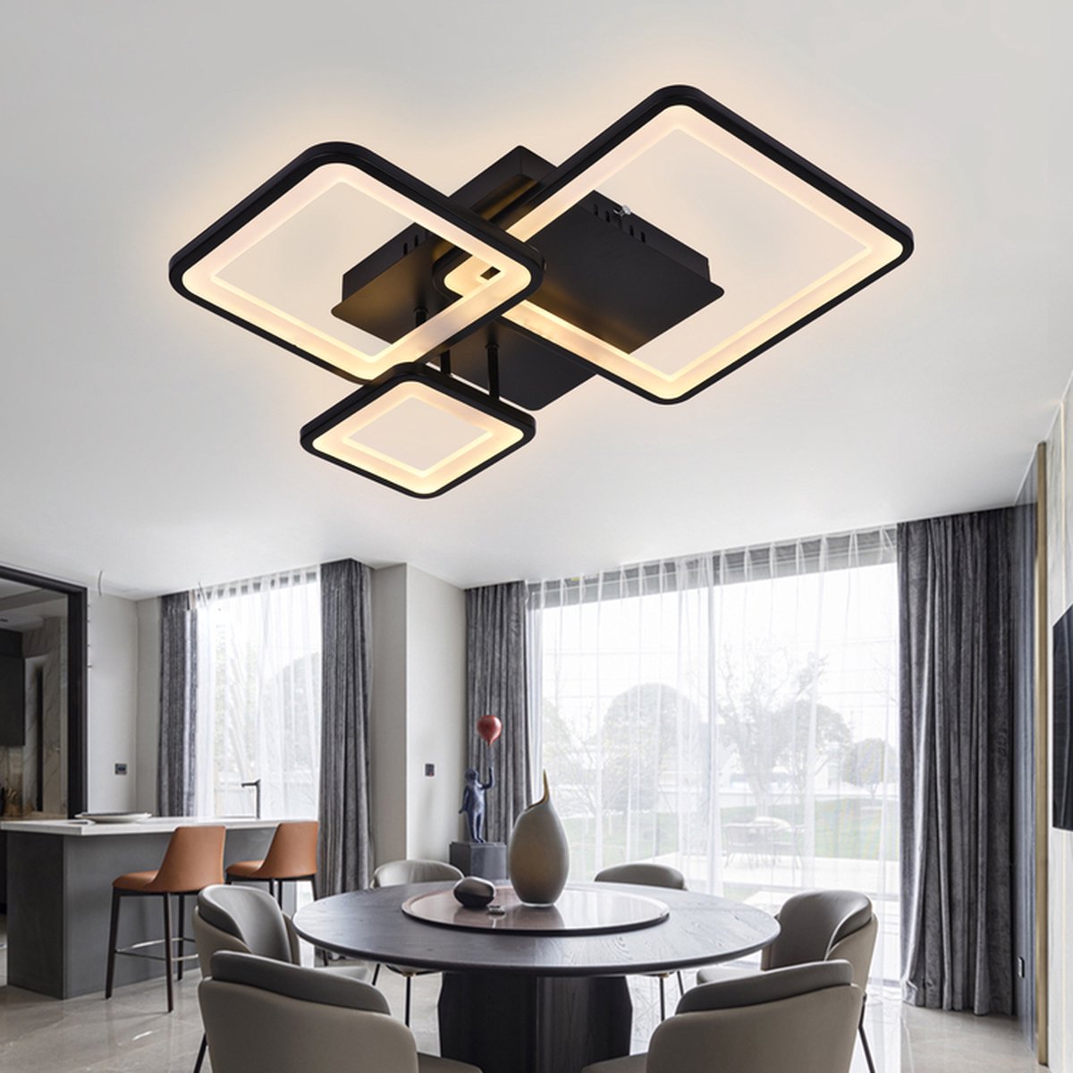 Led-plafondlamp, dimbaar, 50 W, modern, rond, plafondlamp, keuken, plafond, modern, met afstandsbediening, 3000 K-6000 K, lamp 45 cm, woonkamer, keuken, slaapkamer, hal, eetkamer, huis, balkon