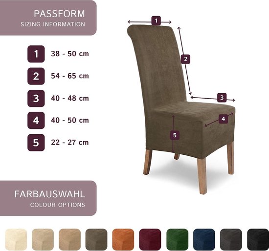 Scheffler-Home Stretch Stoelhoes Lena/Set van 6 Elastische Stoelhoezen/Stoelbekleding Vrijdragende Stoelen/Microvezel Spanhoes met Elastische Band Elegante Stoelhoezen