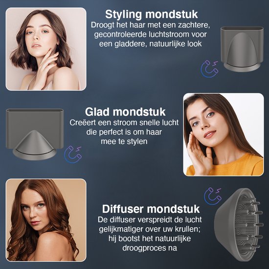 Super hair dryer - Föhn met diffuser - Ionische haardroger - Krullen ...