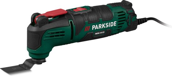 Foto: Parkside multifunctioneel gereedschap 310 w multitool geschikt voor talloze toepassingen zoals zagen slijpen schaven en schuren inclusief 18x schuurbladen schaafmes 2x zaagbladen 1x segmentzaagblad deltaschuurplaat stofafzuigkanaal