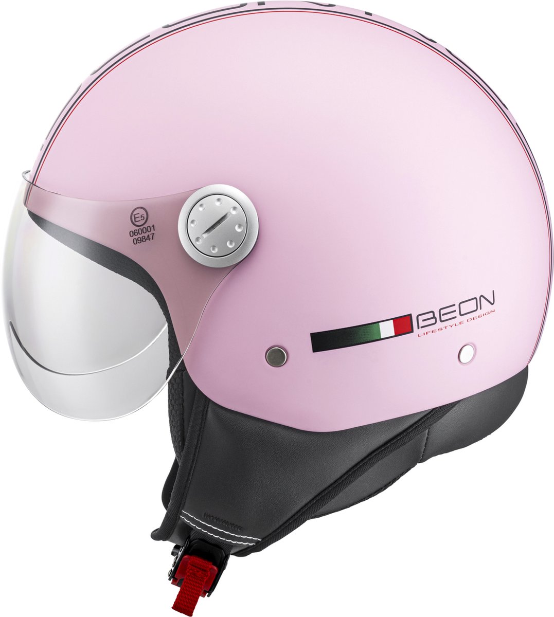 BEON Design Scooterhelm - Mat Roze - M - Jethelm met Vizier - Motorhelm voor Dames - Geschikt voor Vespa, Scooter, Brommer, Motor en Snorfiets – foto 4