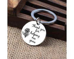 Sleutelhanger - bedankt dat je me hebt helpen groeien - bedankje - thank you - thank you for helping me grow - cadeau/kado meester of juf - 1 stuk