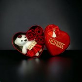AliRose - Coffret Cadeau - Câlin Ours avec Roses de Savon - Amour - Amor - Cadeau - Saint Valentin - Fête des Mères - Cadeau - Cadeau - JE T'AIME - Coffret Cadeau