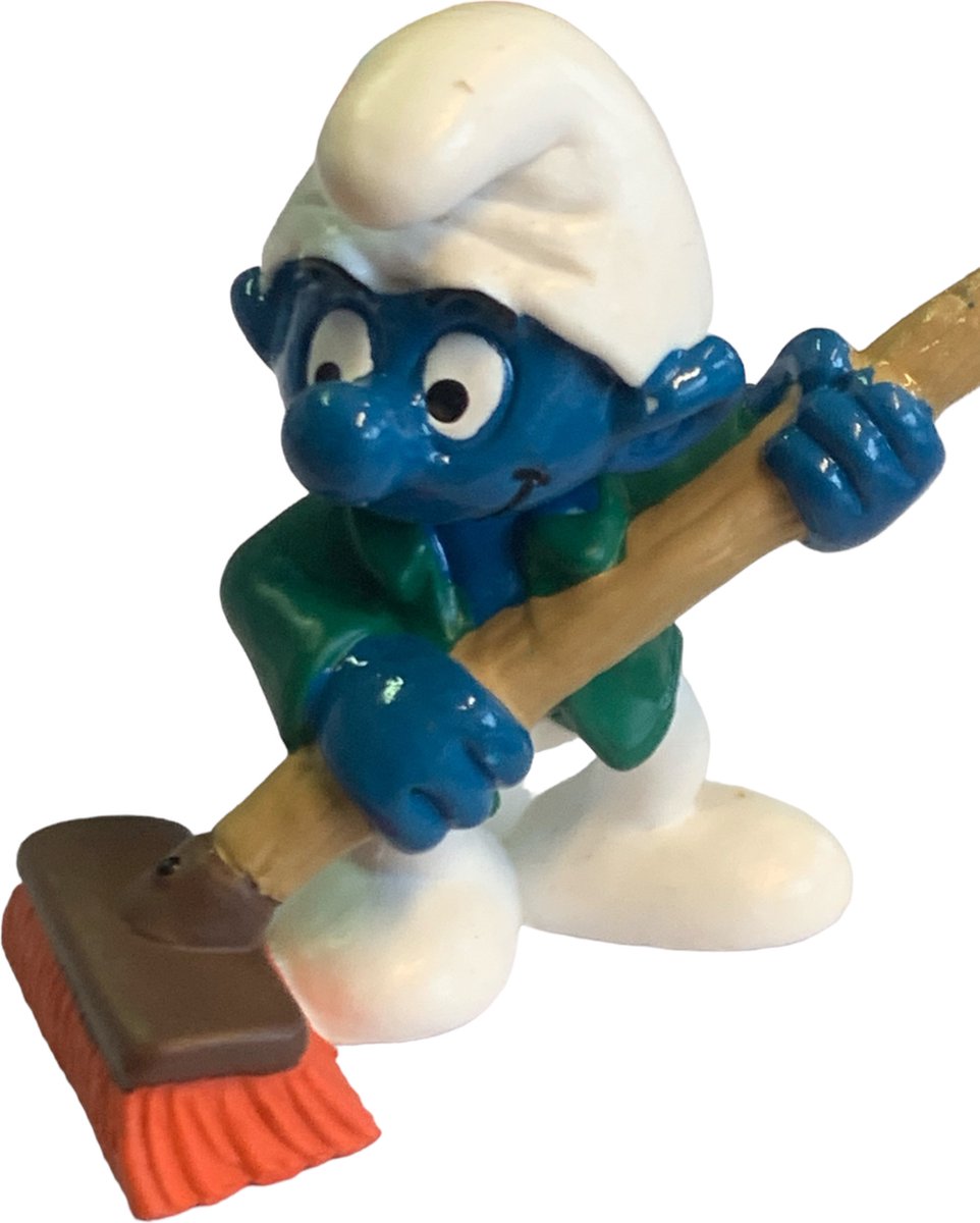 smurf met bezem - Schleich Speelfiguur - De Smurfen - 20462 - 6 cm
