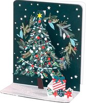 Decorated Evergreen Tree, Dark Star Filled Sky 3D Pop-Up Christmas Card 2x