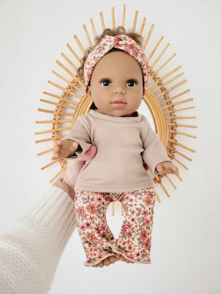 Baby born poppenkleding - poppenkleding - poppenkleertjes set flared, longsleeve & haarband. Handgemaakt, hip & trendy