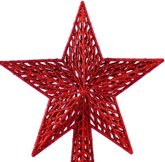 Kerst rode glazen kerstballen en piek set voor mini kerstboom 15-dlg | Rode- kerstballen.nl