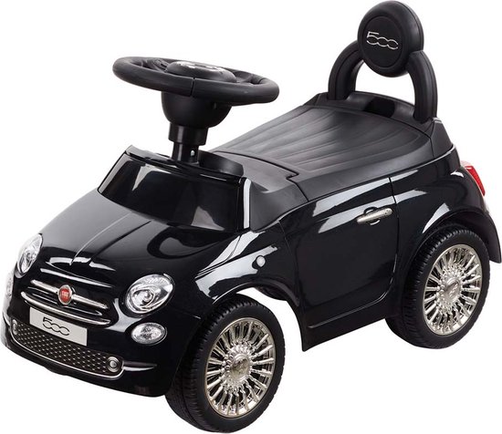 Loopauto Fiat 500 - Zwart - Met claxon en geluiden - Happy Baby