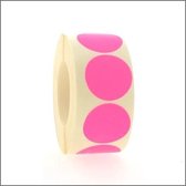 Sluitstickers - Sluitzegels - Etiketten - Stickers - fluor pink - O25 mm - rol van 1000 stuks