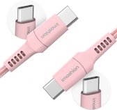Câble iMoshion USB C vers USB C - 1 mètre - Chargeur rapide - Câble de charge pour Samsung, iPhone 15 et iPad - Matériau tressé robuste - Rose