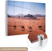 Les chameaux errent dans le désert en Plexiglas du Wadi Rhum 30x20 cm - petit - Tirage photo sur Glas (décoration murale en plexiglas)