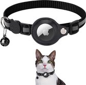 Blomz® Kattenhalsband geschikt voor Apple AirTag - One Size - Zwart - Katten halsband - Tracker - Licht - Hanger