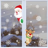Kerst - Raamstickers - 2 stuks - Eland - Kerstman - Sneeuwvlokken - 2024 - Kinderkamer - Verwijderbare Sticker - Pvc Statische Sticker - Sneeuwvlokken - Nieuwjaar - Feest - Eland en Kerstman