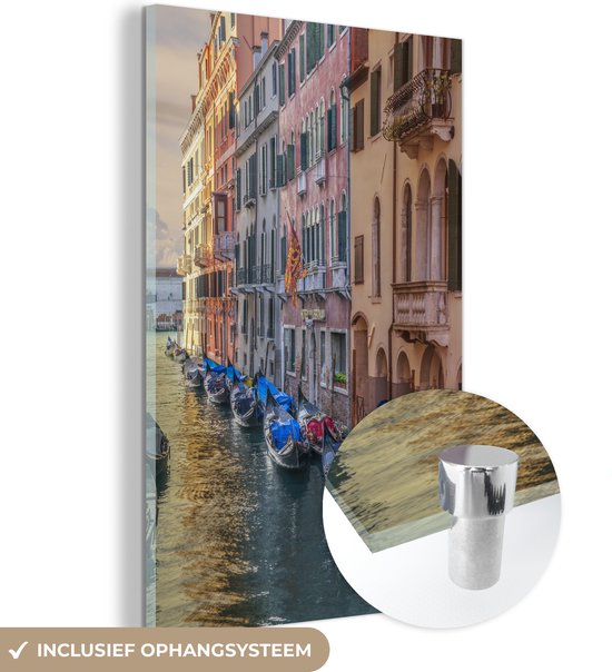 MuchoWow® Glasschilderij 60x90 cm - Schilderij acrylglas - Venetië - Architectuur - Italië - Foto op glas - Schilderijen