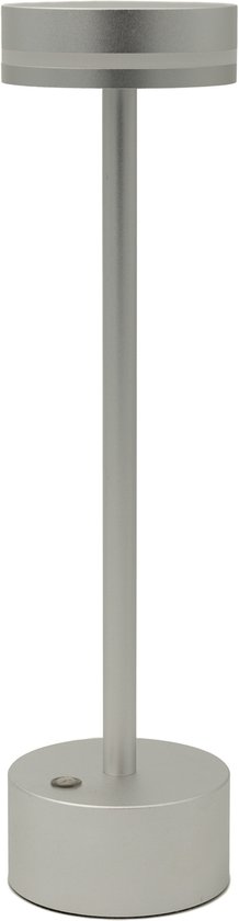 Luxus Tafellamp Touch - Yvette - Zilver - H21 x Ø9 - Tafellamp - Terraslamp - Bureaulamp - LED - Oplaadbaar - Dimbaar - Draadloos - Industrieel en modern - Op batterijen - Nachtlamp voor de slaapkamer - Tafellamp voor binnen en buiten