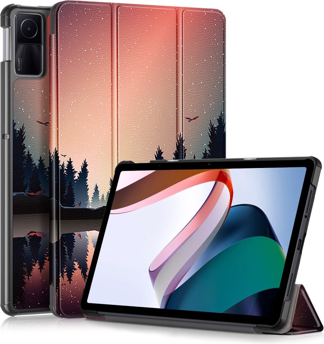 Tablethoes geschikt voor Xiaomi Redmi Pad SE (11 inch) Hoesje - Tri-Fold Book Case met Wake/Sleep - Dusk
