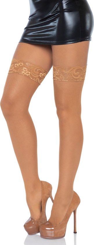 Micro net lace top stay ups