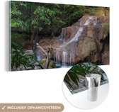 MuchoWow® Glasschilderij 120x60 cm - Schilderij acrylglas - Waterval - Rots - Landschap - Foto op glas - Schilderijen