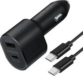 Samsung Dual Port Autolader 45W (USB-C) & 15W + USB-C naar USB-C Kabel - Zwart